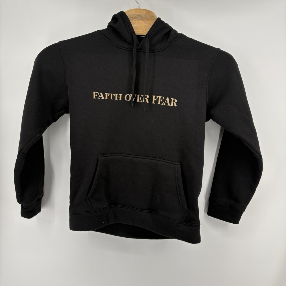Faith Over Fear Black Unisex Size Medium Black‎ Hoodie "Psalms 118:6" -